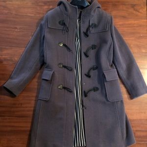 Long, classy coat with toggles and a hood